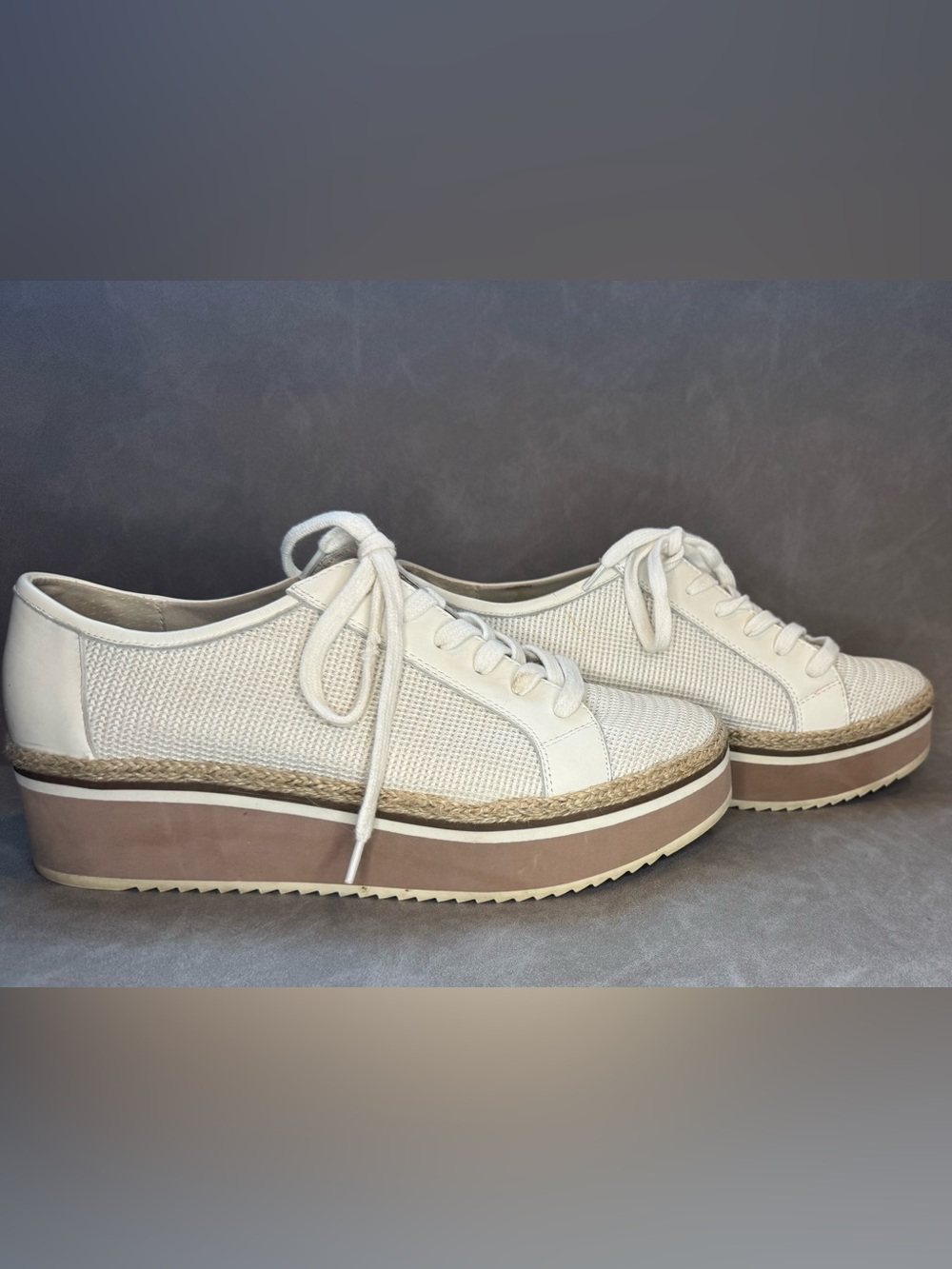 Dolce Vita Notice Platform Sneakers Women’s Size 11 White Canvas Leather Shoes